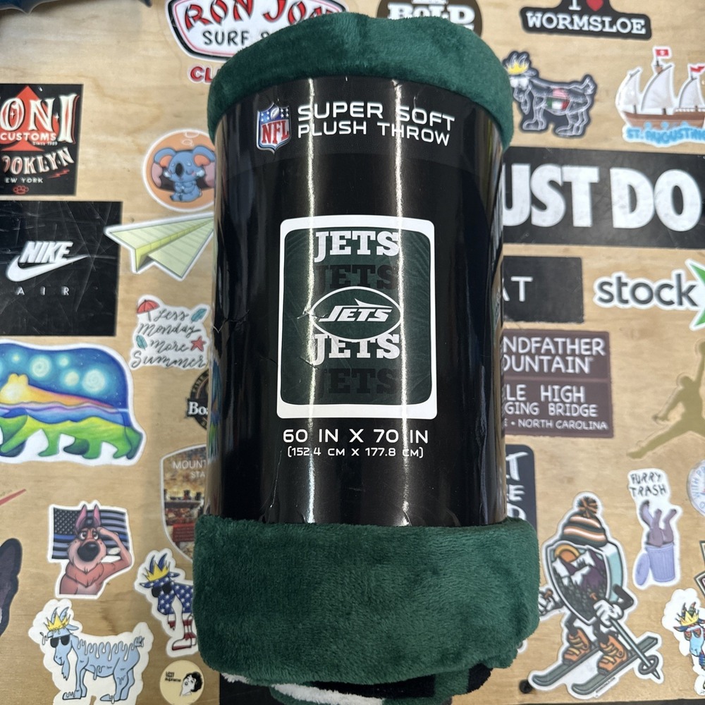 New York Jets NFL Super‎ Soft Plush Throw BLANKET 60" x 70" ONE SIDED